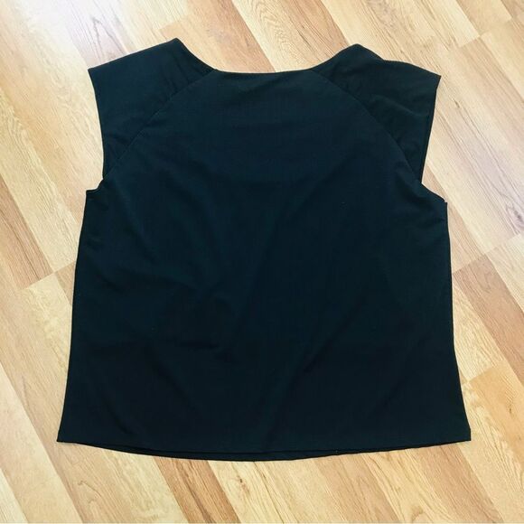 ELOQUII Black Cropped Scoop Neck Tank Top Blouse Classic Office Plus Size 22 - Picture 2 of 7